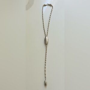 Jay Strongwater Vintage Ball Chain Link Silver Tone “Y” Necklace Pendant